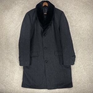 VTG Timme Tuft Alpaca Pile Herringbone Trench Coat Old Money Wool Luxury Sz L